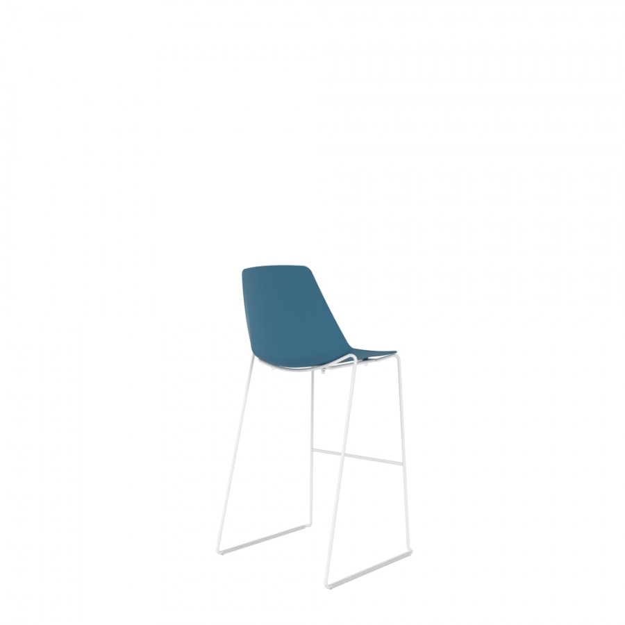 Polypropylene Shell High Stool White Skid Steel Frame